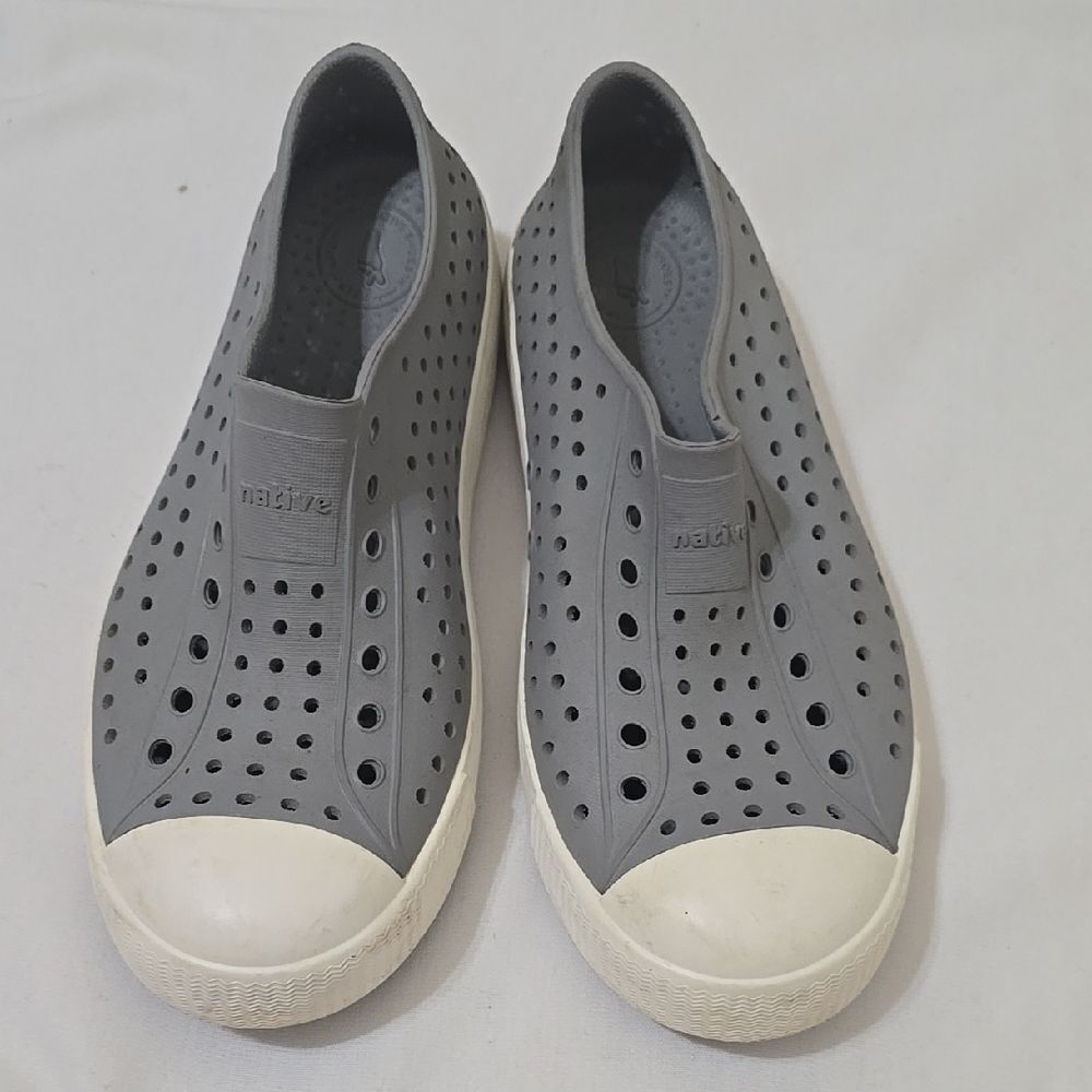 Native Gray and White Water Shoes with Perforated‎ Design